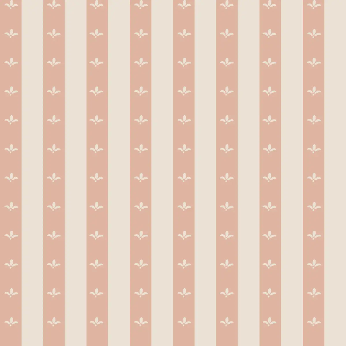Boden Wallpaper - Fleur de Lis Stripe - by The Rosenborg Company - 2 feet by 9 feet / Peach / Large - Loomwell Home