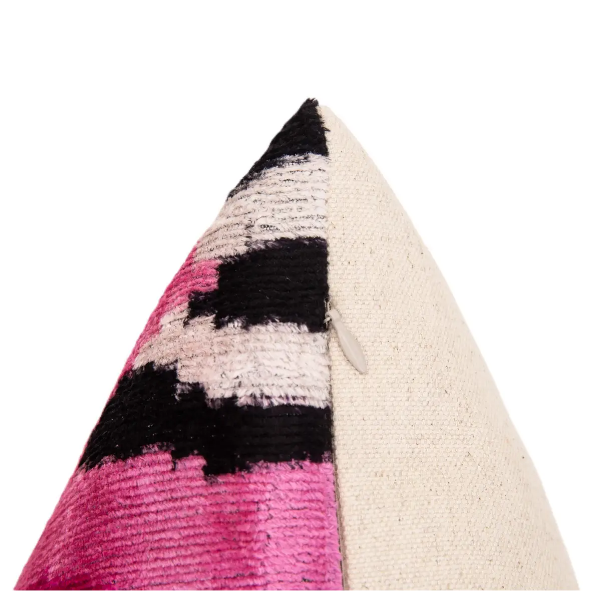 Bold Handmade Silk Velvet Throw Pillow - 16x24 Fuchsia and Black Abstract Animal Print with Down Feather Insert