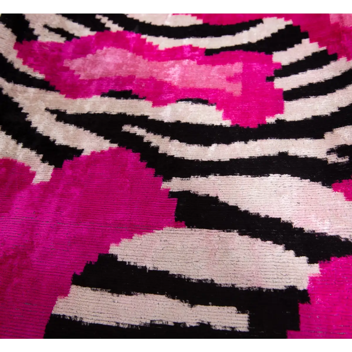 Bold Handmade Silk Velvet Throw Pillow - 16x24 Fuchsia and Black Abstract Animal Print with Down Feather Insert