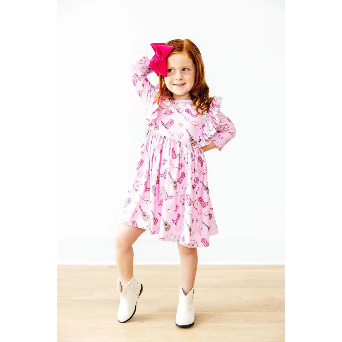 Boot Scootin’ 3/4 Sleeve Ruffle Twirl Dress - Mila & Rose ®