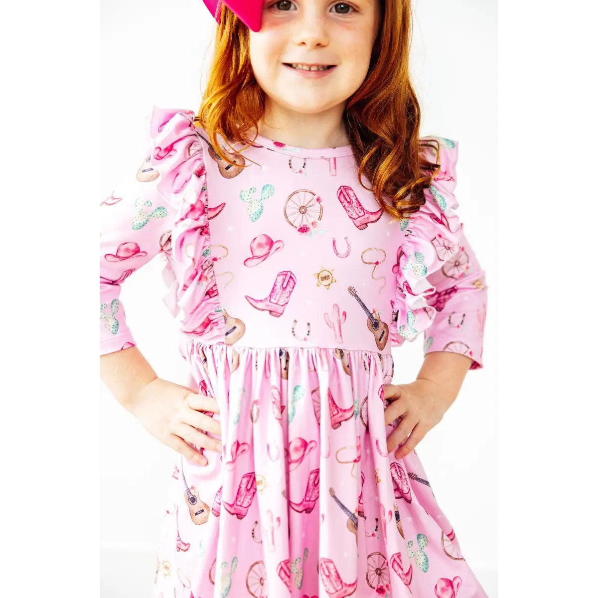 Boot Scootin’ 3/4 Sleeve Ruffle Twirl Dress - Mila & Rose ®