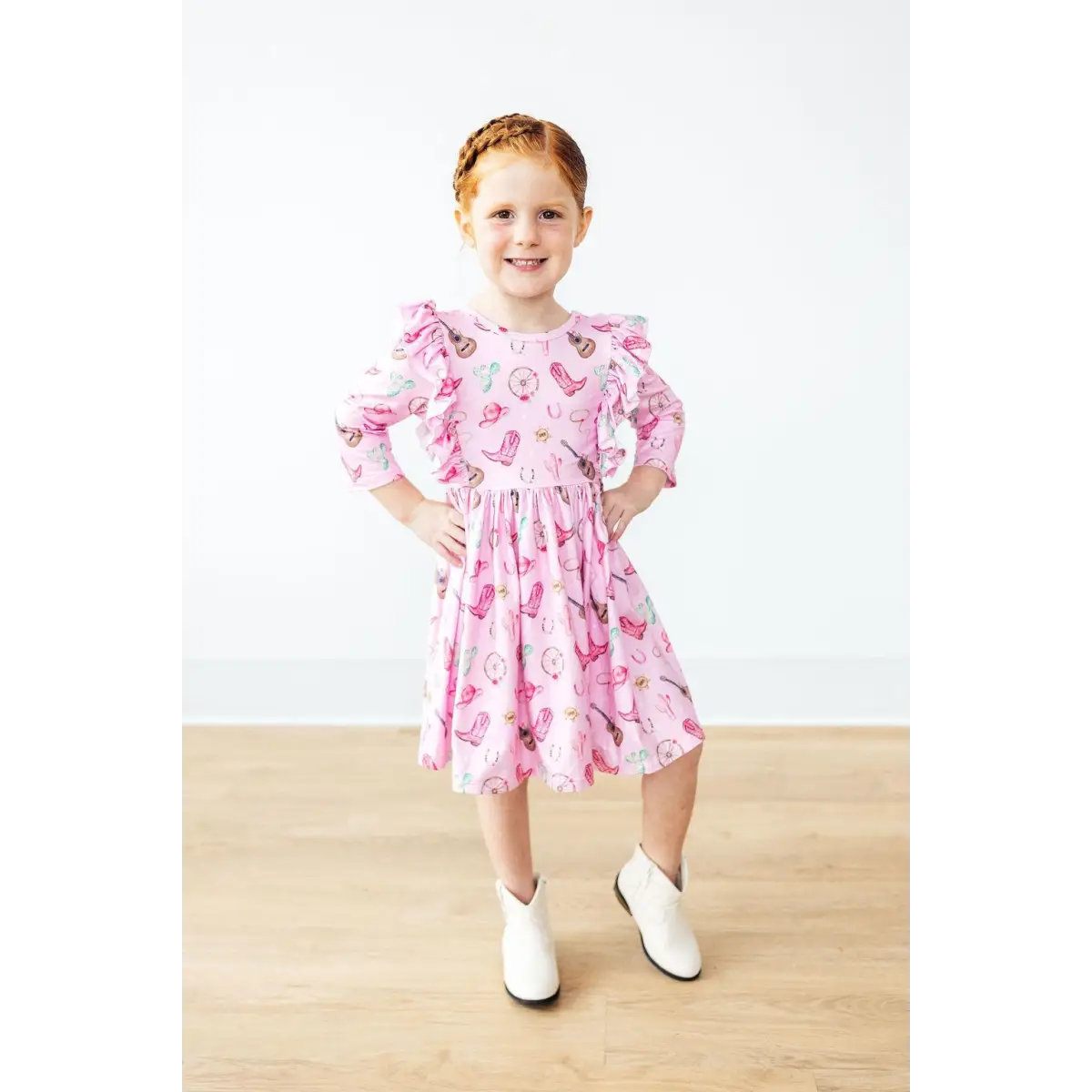 Boot Scootin’ 3/4 Sleeve Ruffle Twirl Dress - Mila & Rose ®