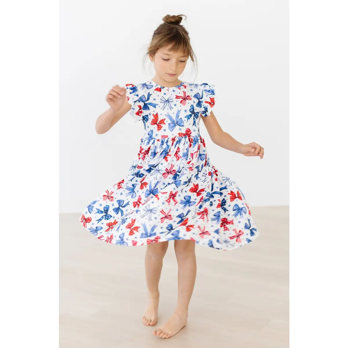 Flutter Sleeve Twirl Dress - Born to Sparkle - Patriotic July 4th - Mila & Rose ®