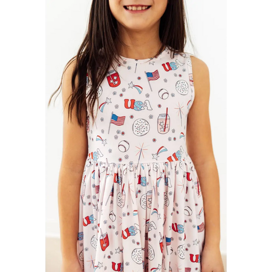 Tank Twirl Dress - Born in the USA - Patriotic America July 4th - 6-12M - Mila & Rose ®