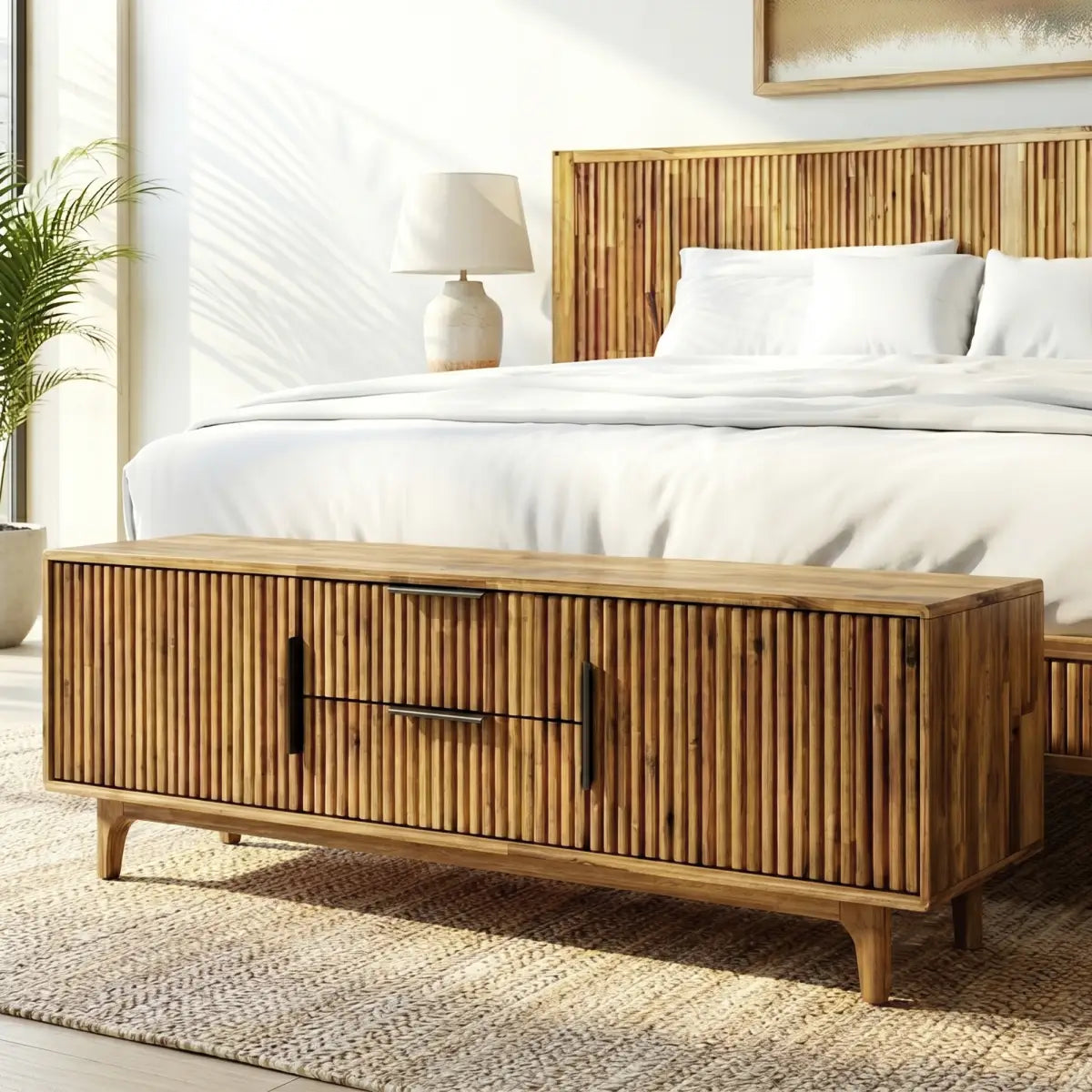 Bosk Solid Wood Storage Bench - Oak - Megsu