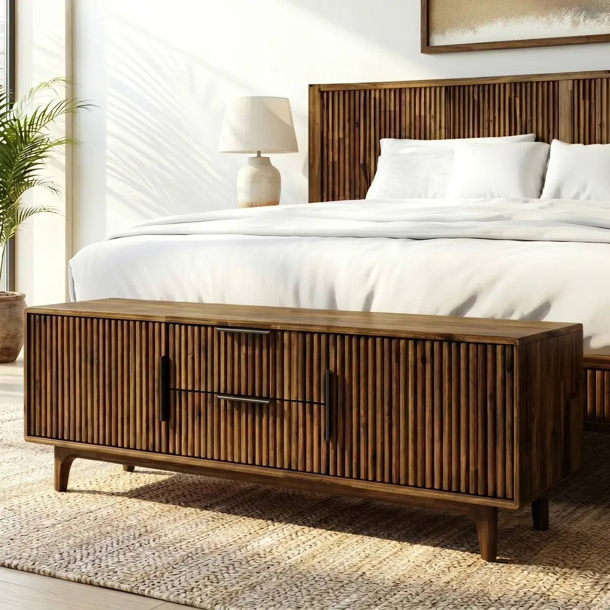 Bosk Solid Wood Storage Bench - Walnut - Megsu