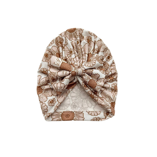 Bow Turban Hat - Flower Garden - Harp Angel Boutique