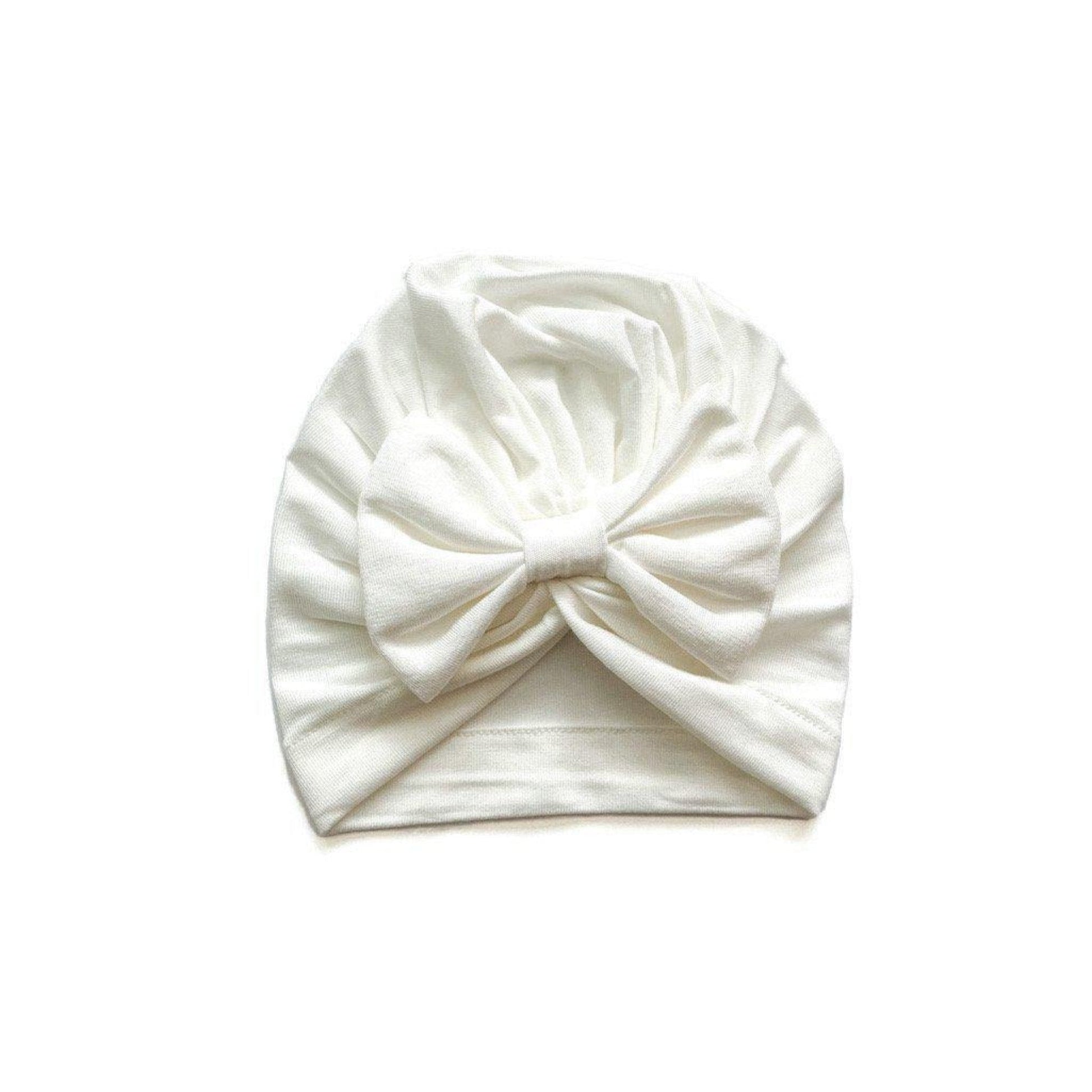 Bow Turban Hat - White - Harp Angel Boutique