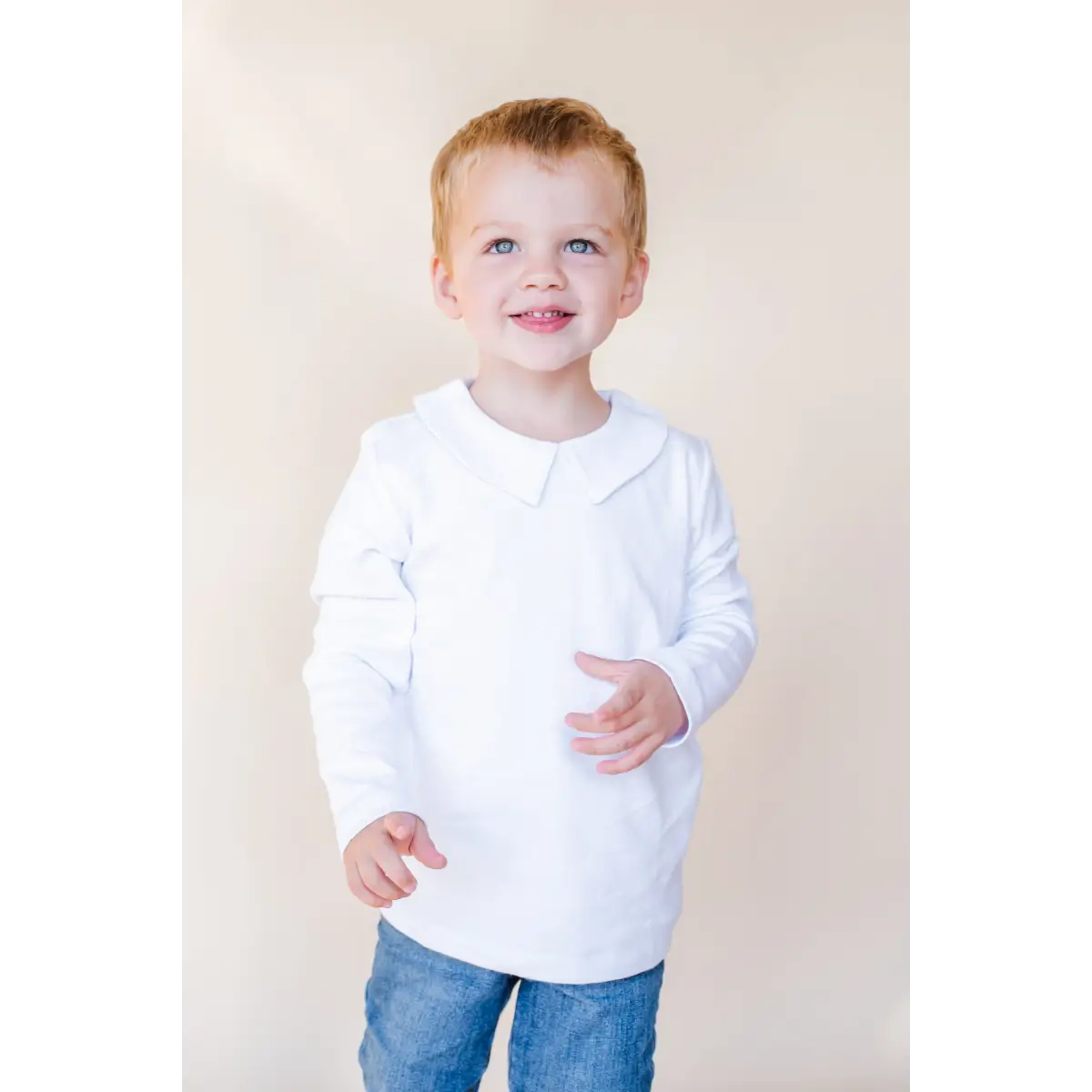 Boy’s Peter Pan Collar Products - Boy’s Peter Pan Collar Long Sleeve Shirt / White / 12M - ARB Blanks