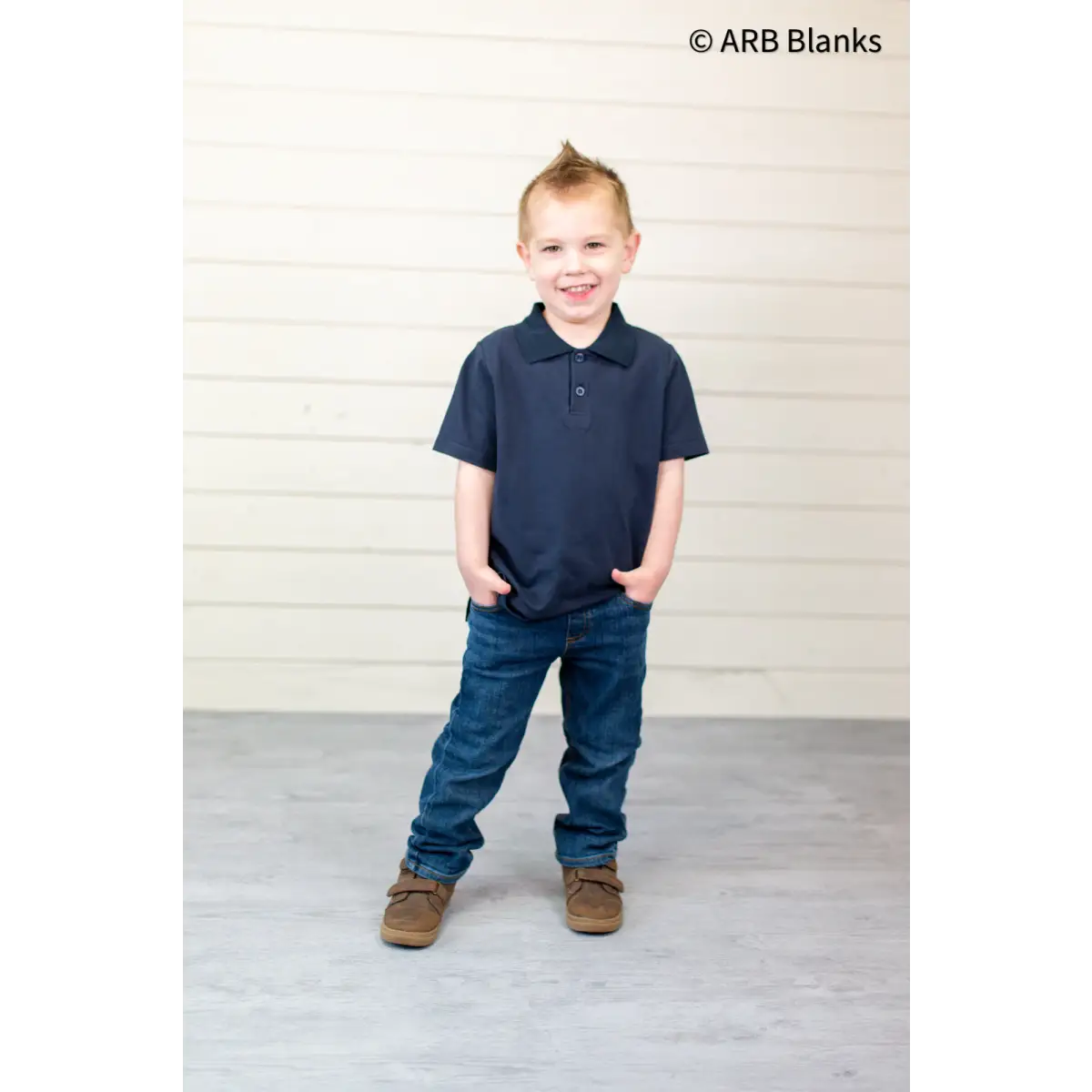 Boy’s Short Sleeve Polo Shirts - Navy / 12M - ARB Blanks
