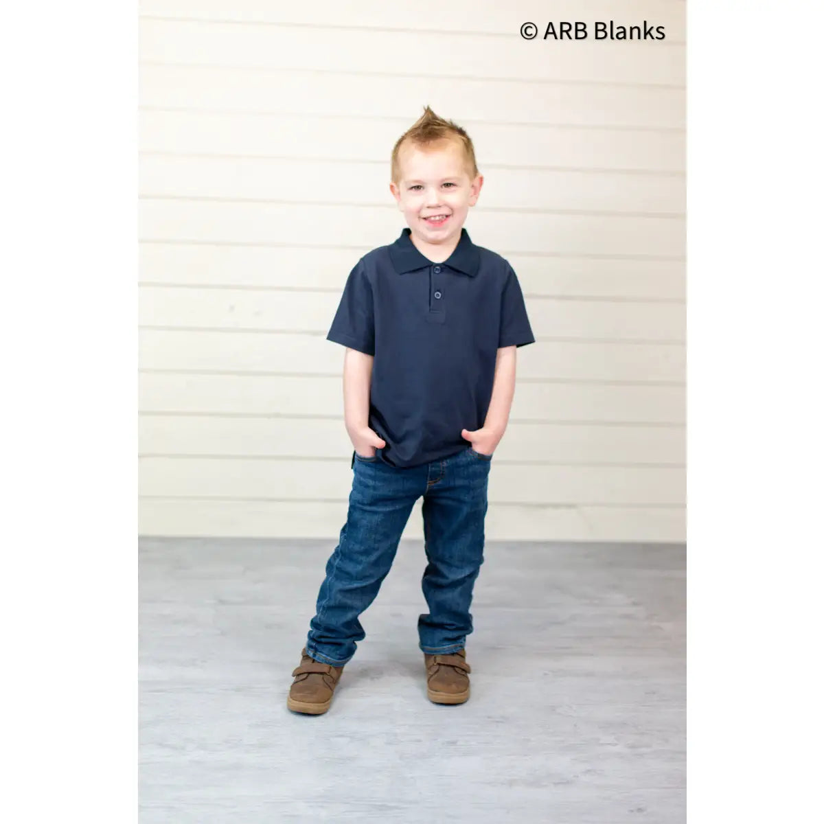 Boy’s Short Sleeve Polo Shirts - Navy / 12M - ARB Blanks