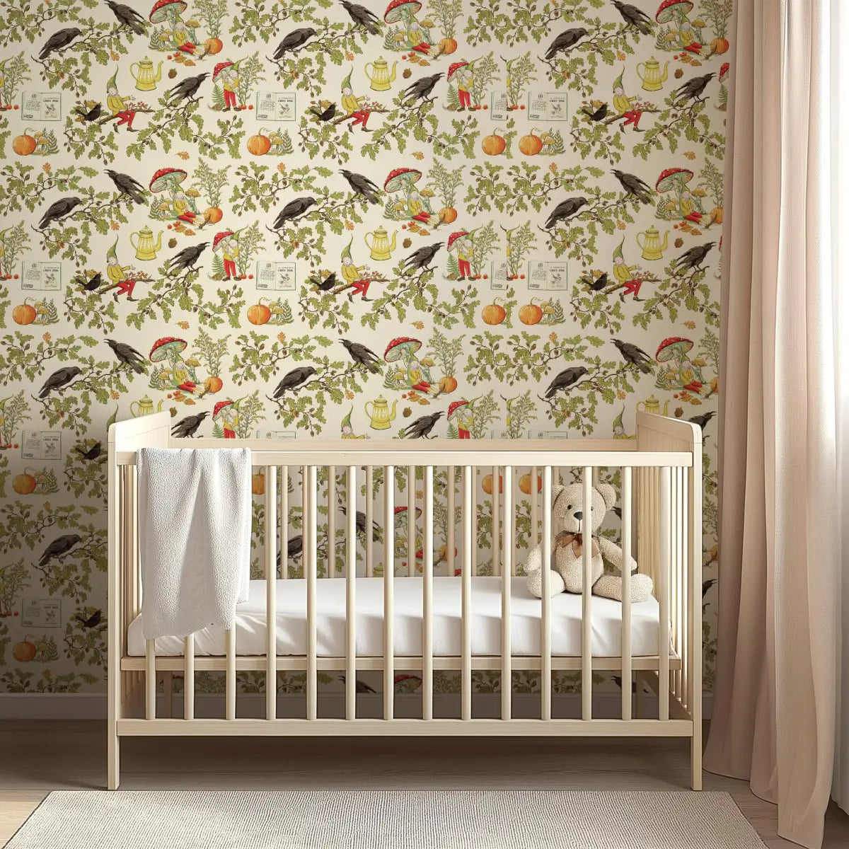 Bramble Wallpaper - Woodland Crows - by Strawberry Snail Illustrations - Loomwell Home Goods