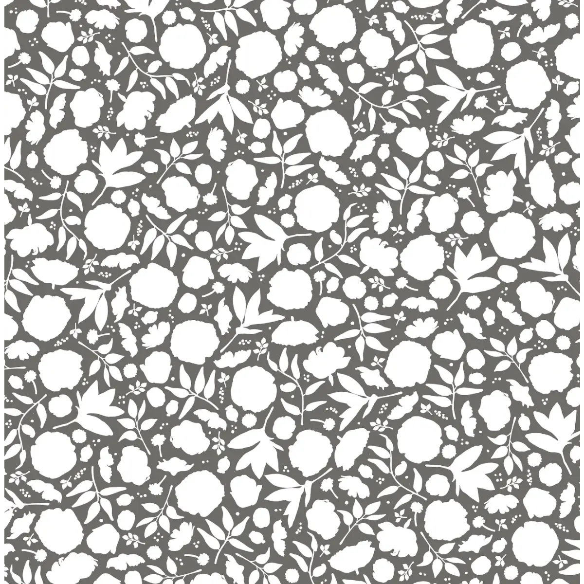 Brea Wallpaper - Floral Pattern - by Mackenzie Nelson - Sample 1 foot by 1 foot / Charcoal - Loomwell Home Goods