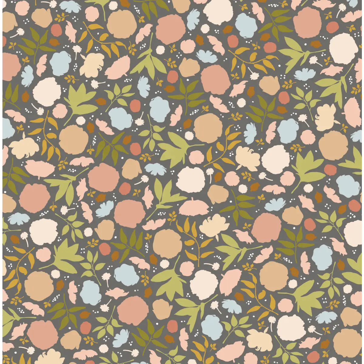 Brea Wallpaper - Floral Pattern - by Mackenzie Nelson - Sample 1 foot by 1 foot / Multi Dark - Loomwell Home Goods