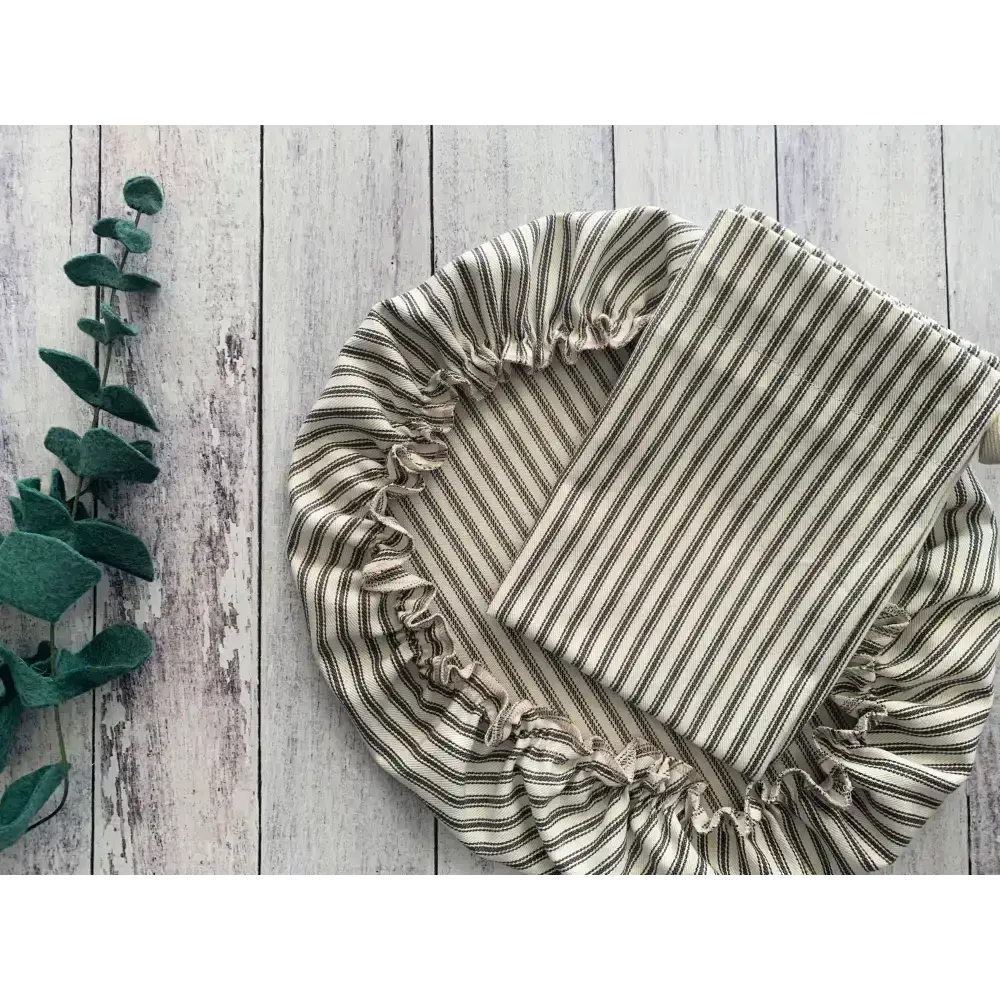 Bread Makers Set - Ticking Stripes - Bread Bag and Bowl Cover - Dot and Army