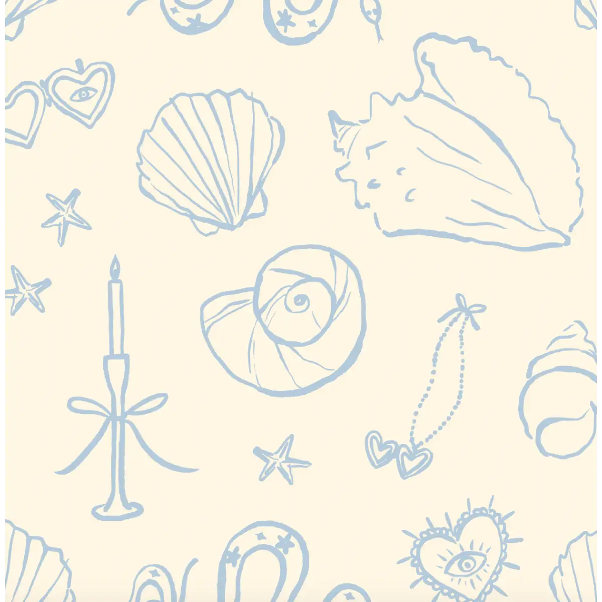 Brenna Wallpaper - Pastel Sweet Seaside - Sample 1 foot by 1 foot / Cream - Loomwell Home Goods