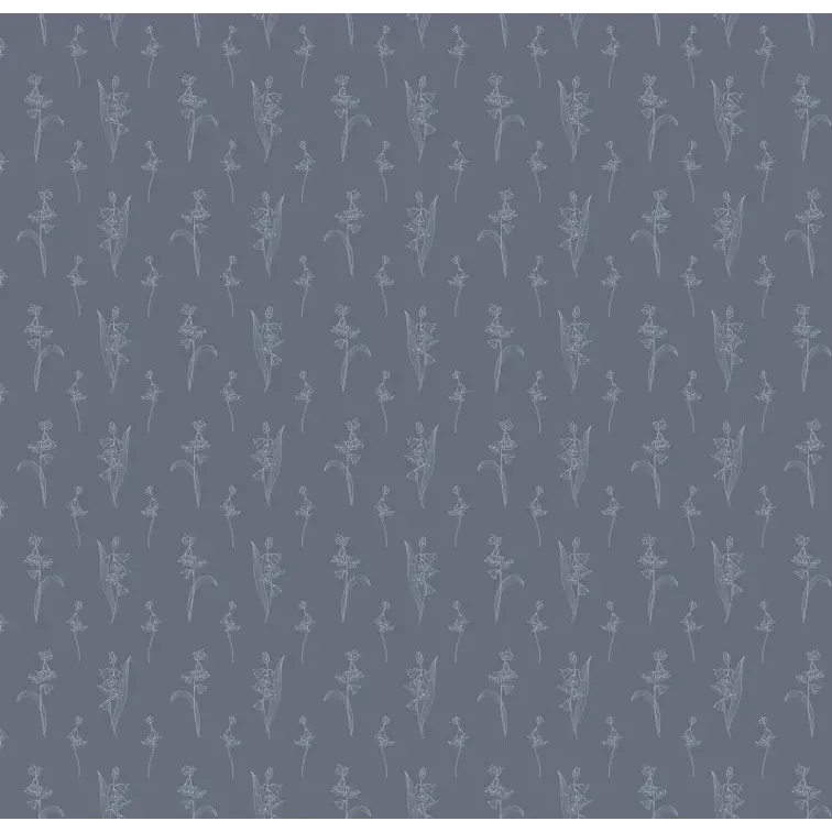 Bria Wallpaper - Bluebell Sprigs - by Astrid Blanchard - Sample 1 foot by 1 foot / Blue - Loomwell Home Goods
