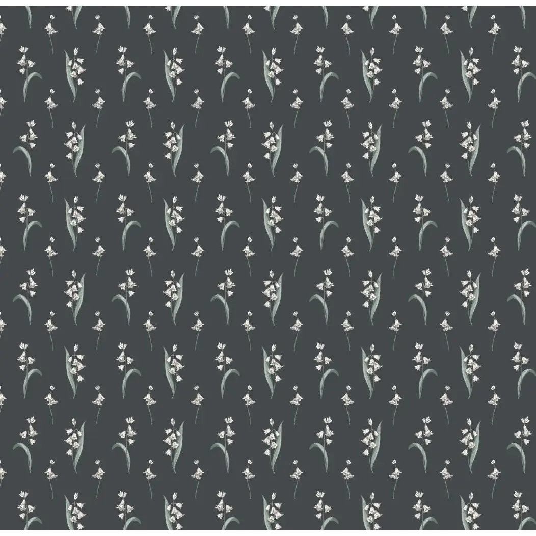 Bria Wallpaper - Bluebell Sprigs - by Astrid Blanchard - Sample 1 foot by 1 foot / Charcoal - Loomwell Home Goods