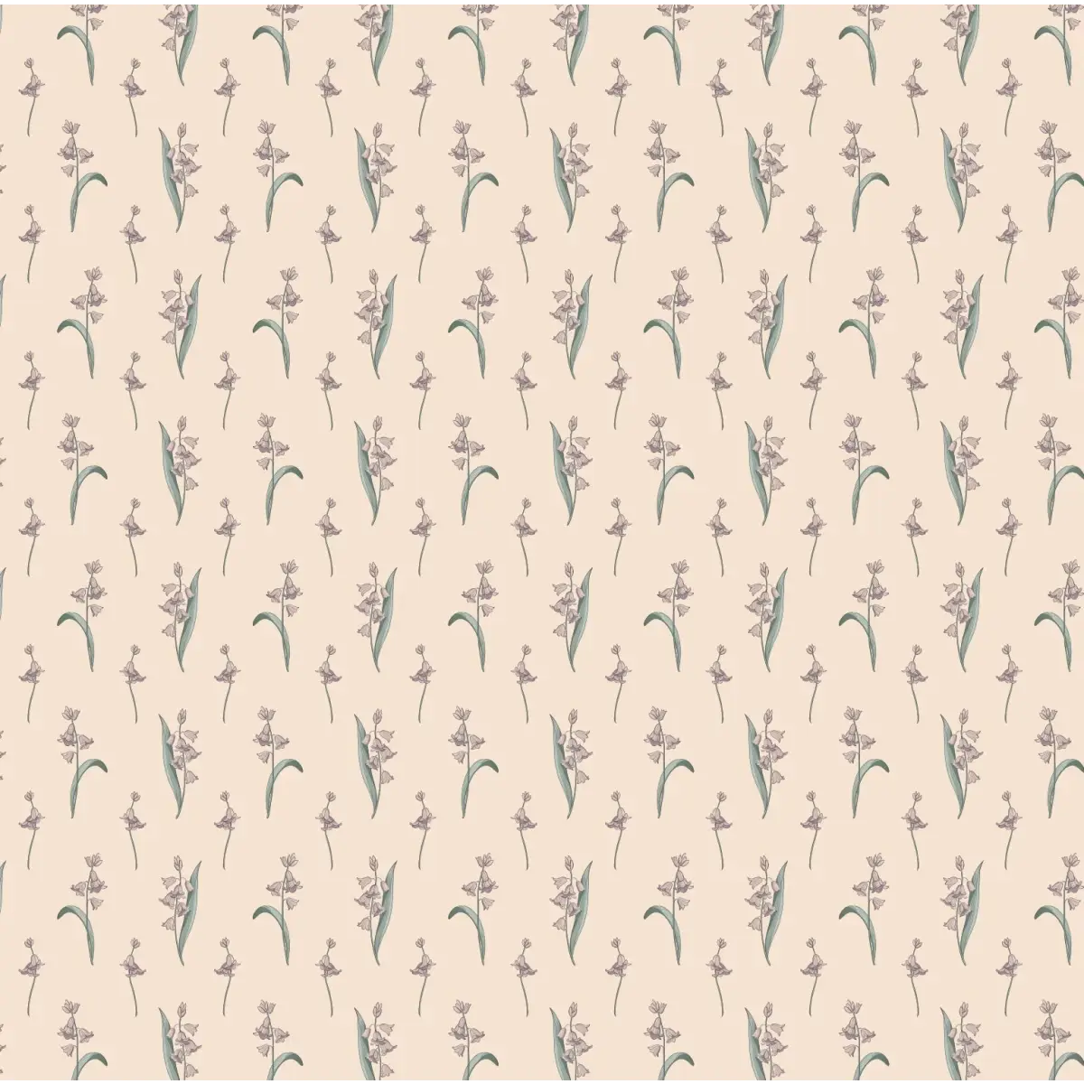 Bria Wallpaper - Bluebell Sprigs - by Astrid Blanchard - Sample 1 foot by 1 foot / Cream and Mauve - Loomwell Home Goods