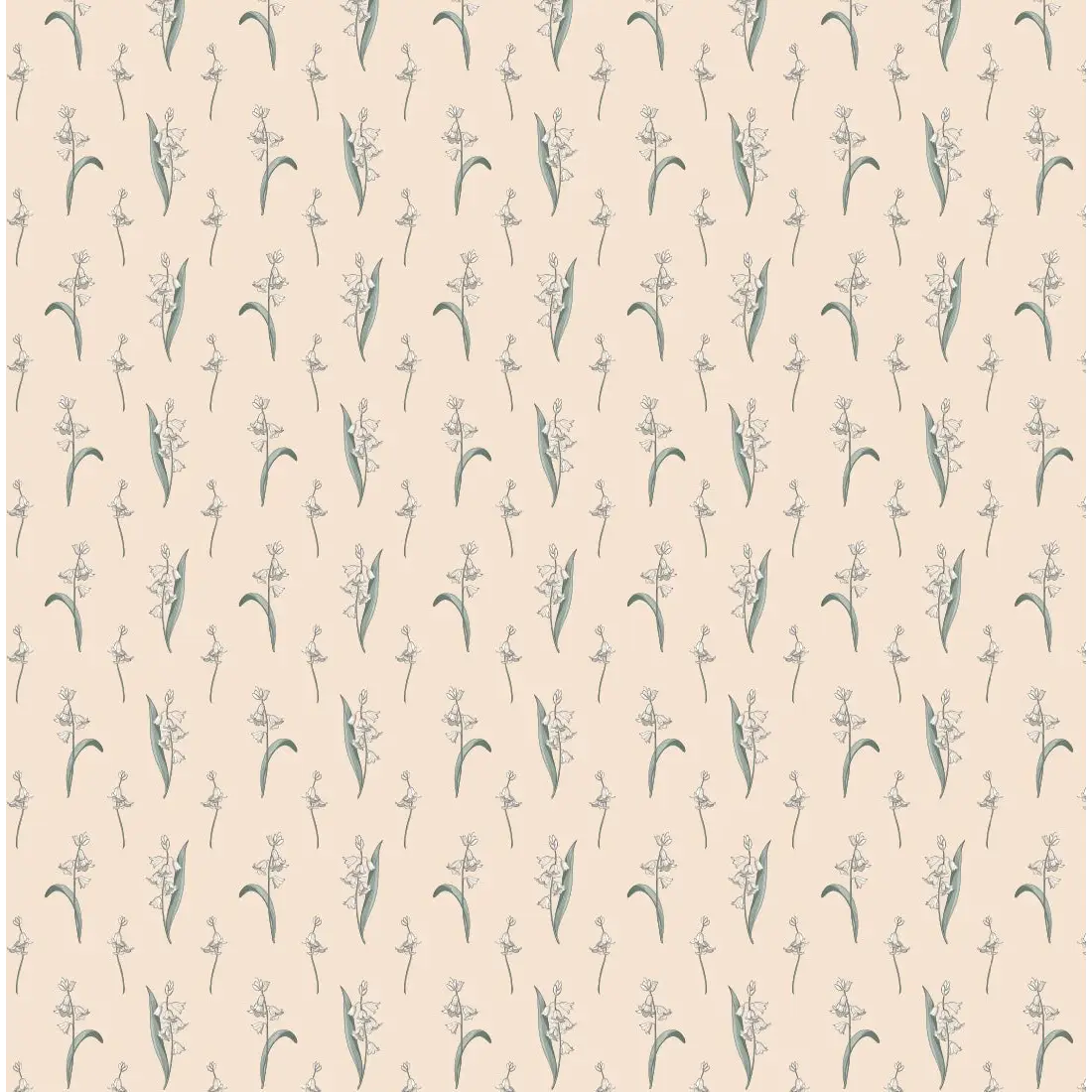 Bria Wallpaper - Bluebell Sprigs - by Astrid Blanchard - Sample 1 foot by 1 foot / Cream and White - Loomwell Home Goods