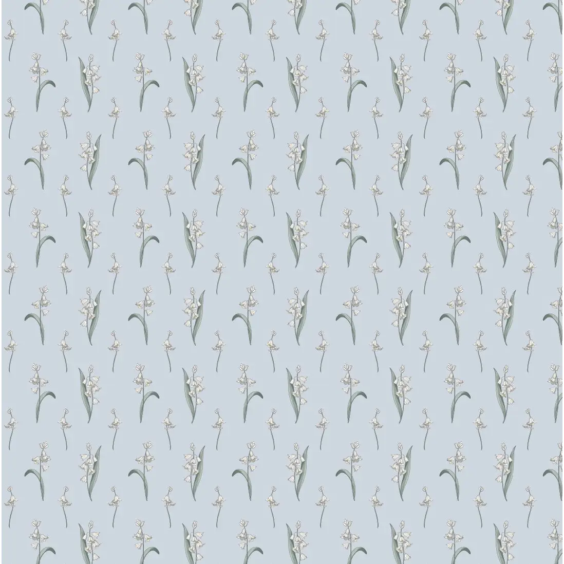 Bria Wallpaper - Bluebell Sprigs - by Astrid Blanchard - Sample 1 foot by 1 foot / Light Blue - Loomwell Home Goods