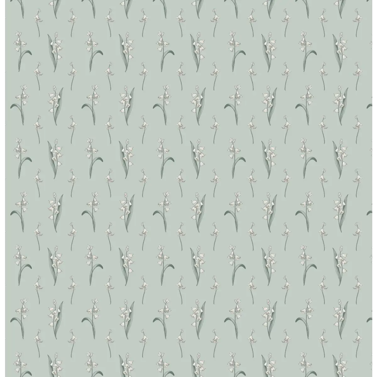 Bria Wallpaper - Bluebell Sprigs - by Astrid Blanchard - Sample 1 foot by 1 foot / Sage - Loomwell Home Goods