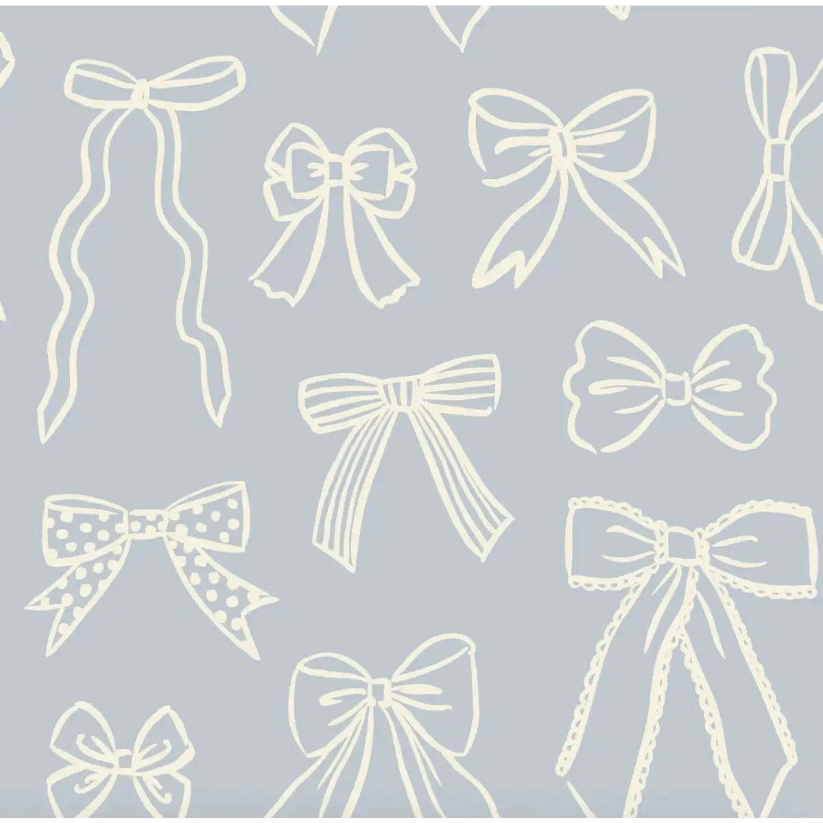Brielle Wallpaper - Multicolor Bows for Girls - Sample 1 foot by 1 foot / Blue - Loomwell Home Goods