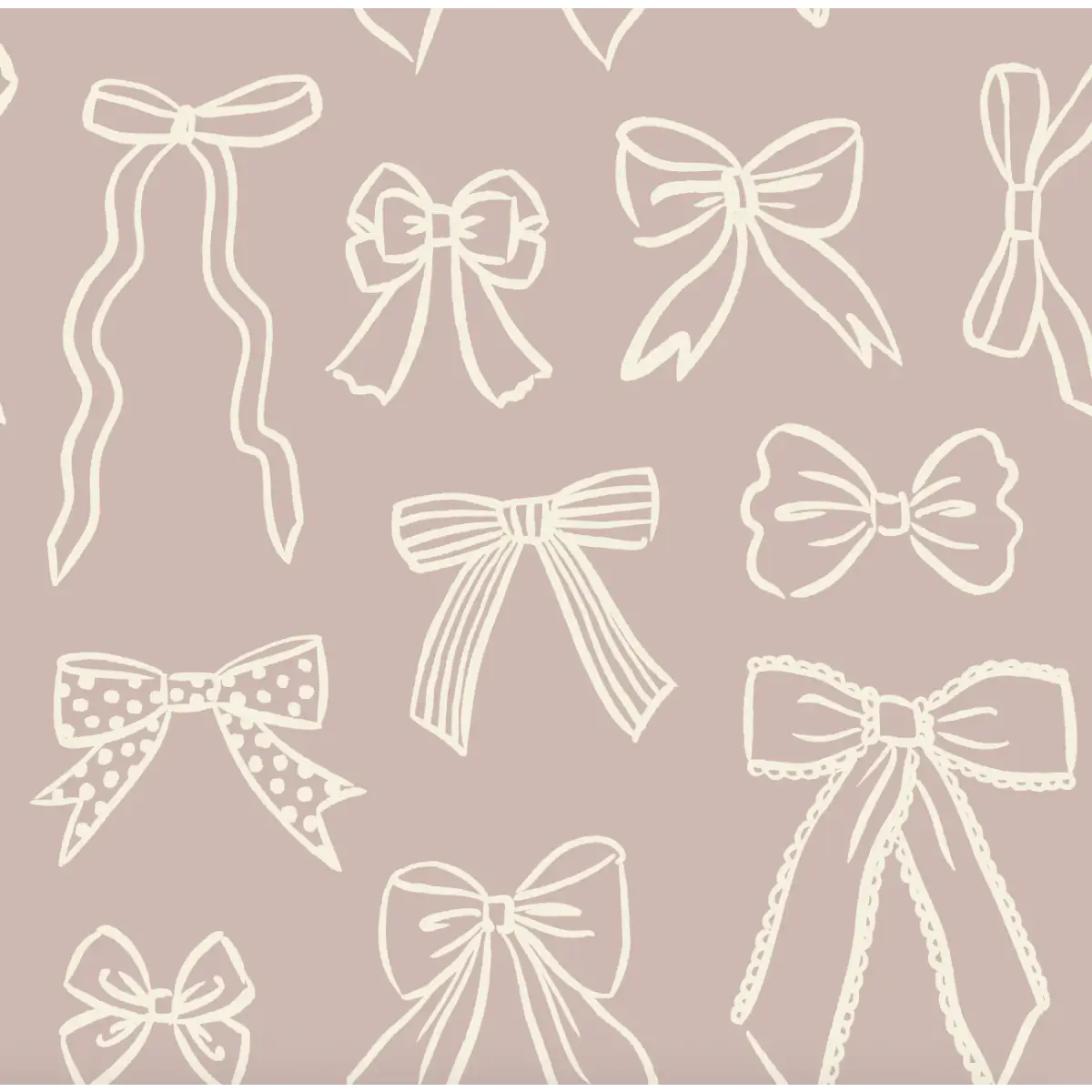 Brielle Wallpaper - Multicolor Bows for Girls - Sample 1 foot by 1 foot / Dusty Rose - Loomwell Home Goods