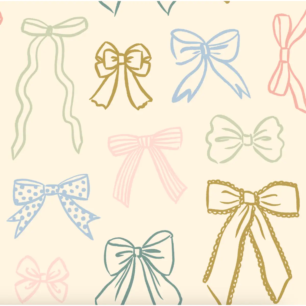 Brielle Wallpaper - Multicolor Bows for Girls - Sample 1 foot by 1 foot / Multi - Loomwell Home Goods
