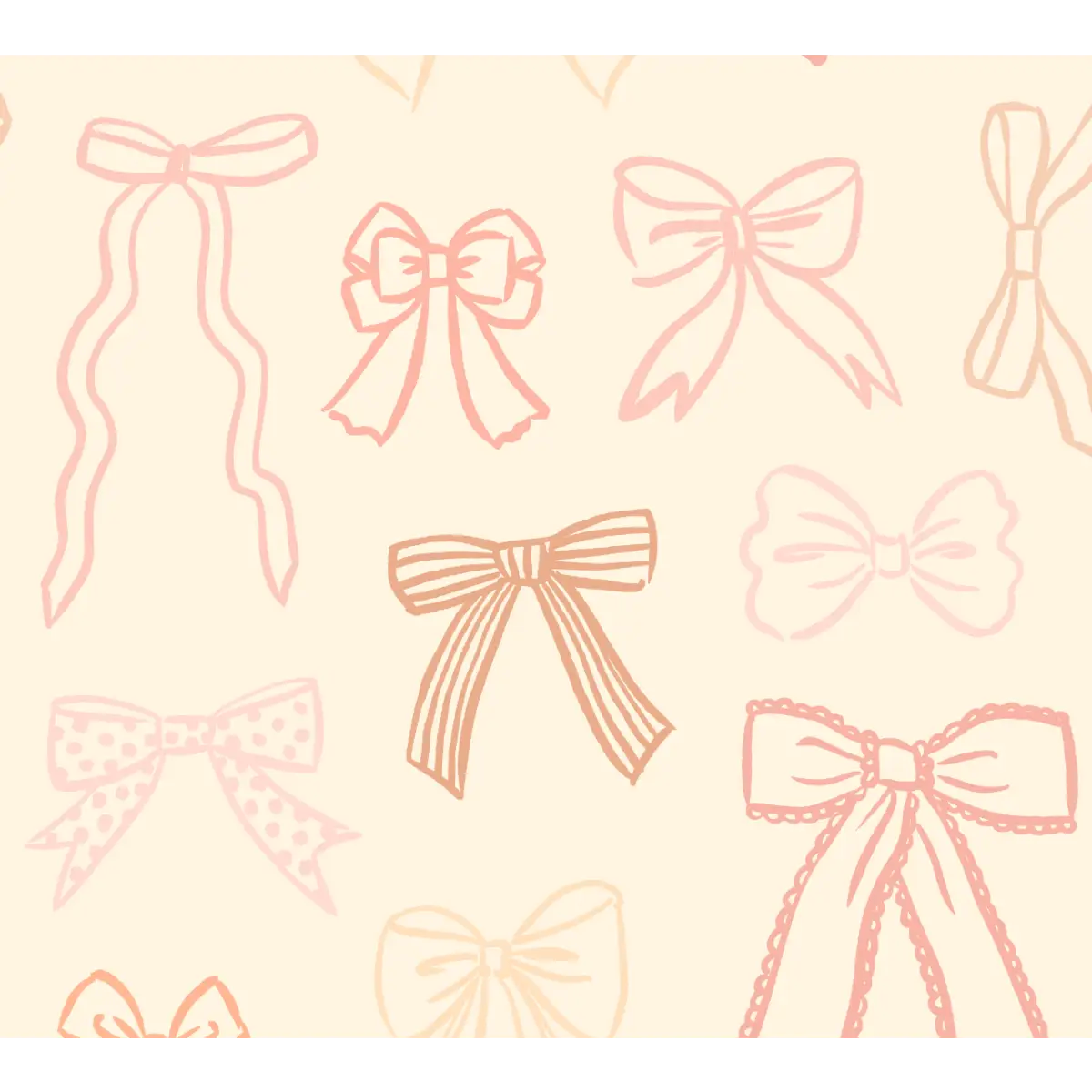 Brielle Wallpaper - Multicolor Bows for Girls - Sample 1 foot by 1 foot / Peach - Loomwell Home Goods