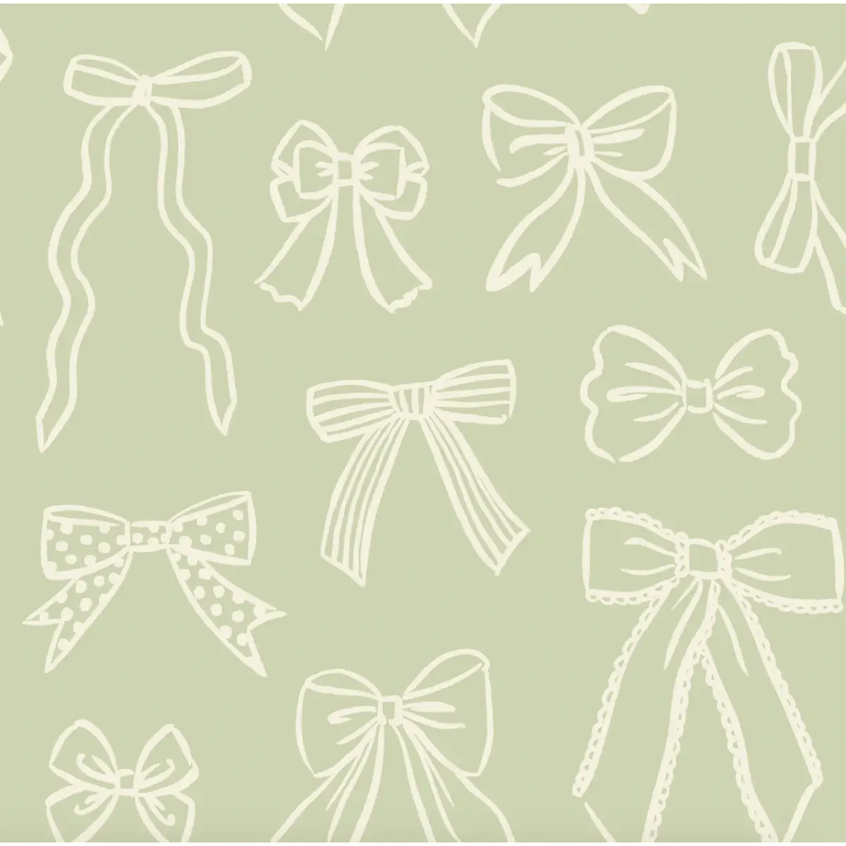 Brielle Wallpaper - Multicolor Bows for Girls - Sample 1 foot by 1 foot / Sage - Loomwell Home Goods