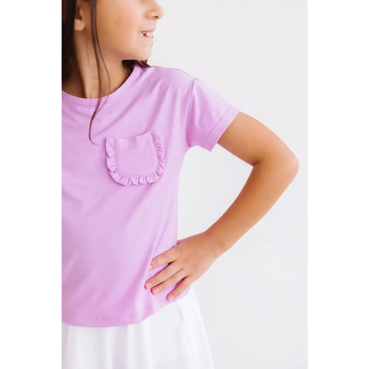 Bright Lilac Ruffle Pocket Tee - Mila & Rose ®