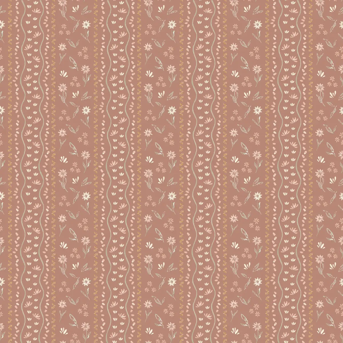 Brighton Wallpaper - Sweet Petite Cottage Stripe - by Emma J Rivers - Sample 1 foot by 1 foot / Clay - Loomwell Home