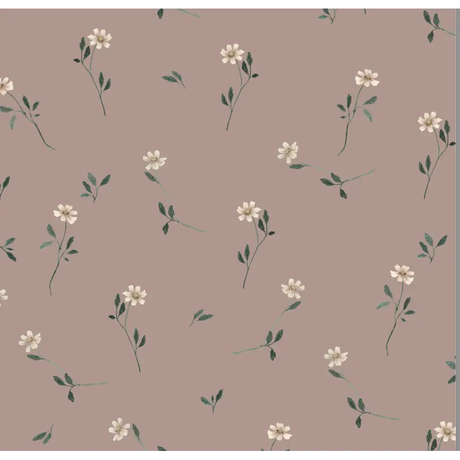 Brigitta Wallpaper - Scattered Blooms - by Emily Cooper Art - Sample 1 foot by 1 foot / Mauve - Loomwell Home Goods