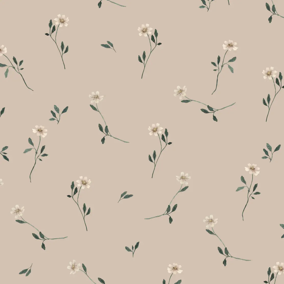 Brigitta Wallpaper - Scattered Blooms - by Emily Cooper Art - Sample 1 foot by 1 foot / Neutral - Loomwell Home Goods