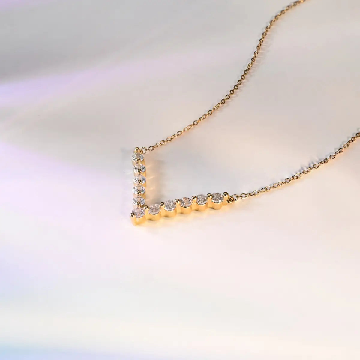 Brilliance V-Bar Chevron Zircon & Gold Necklace - Starfish Project