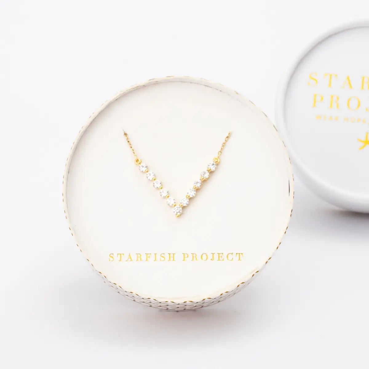 Brilliance V-Bar Chevron Zircon & Gold Necklace - Starfish Project