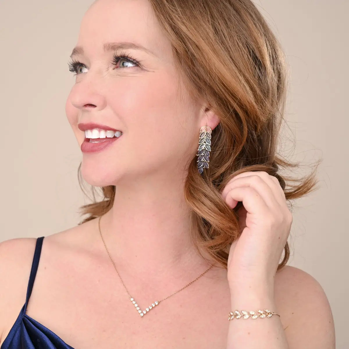 Brilliance V-Bar Chevron Zircon & Gold Necklace - Starfish Project