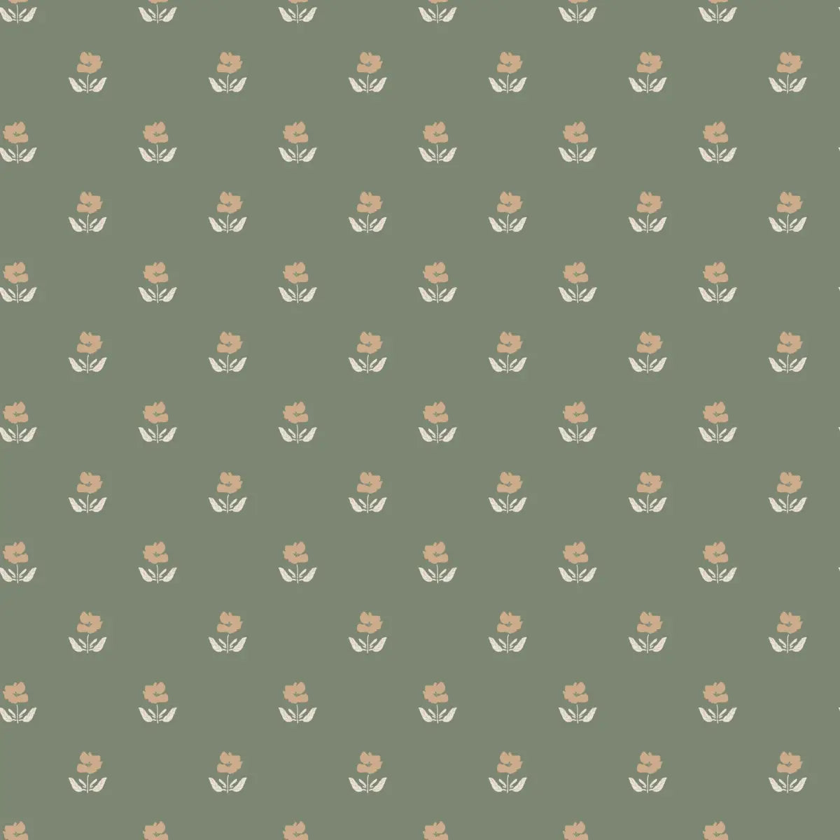 Britton Wallpaper - Floral Dots - by Creating To Love - Sample 1 foot by 1 foot / Green - Loomwell Home Goods