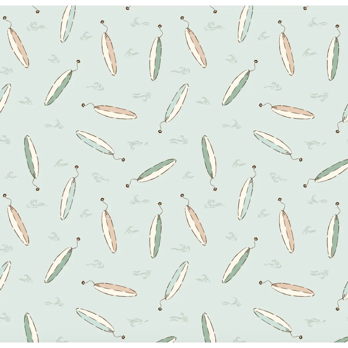 Brody Wallpaper - Surfboards for Kids - by Eva Catherina - Sample 1 foot by 1 foot / Mint - Loomwell Home Goods