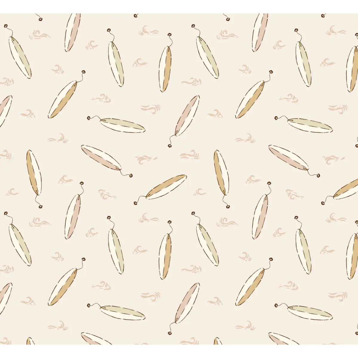 Brody Wallpaper - Surfboards for Kids - by Eva Catherina - Sample 1 foot by 1 foot / Neutral - Loomwell Home Goods