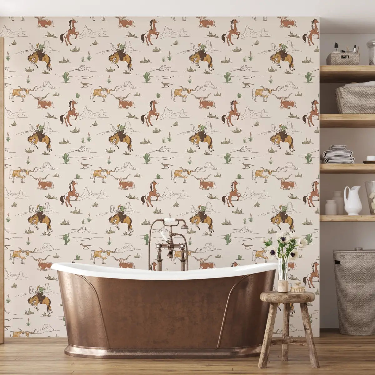 Bronc Wallpaper Mural - Western Horses - by Lee Art - Loomwell Home Goods