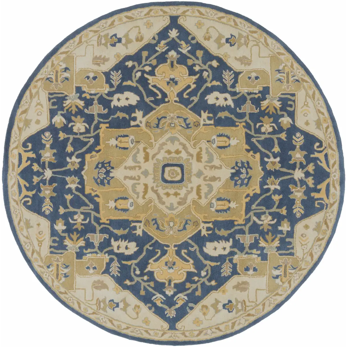 Broomfield Hand Tufted Blue Wool Rug - 4’ Round - Boutique Rugs