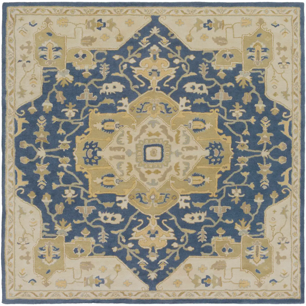 Broomfield Hand Tufted Blue Wool Rug - 4’ Square - Boutique Rugs