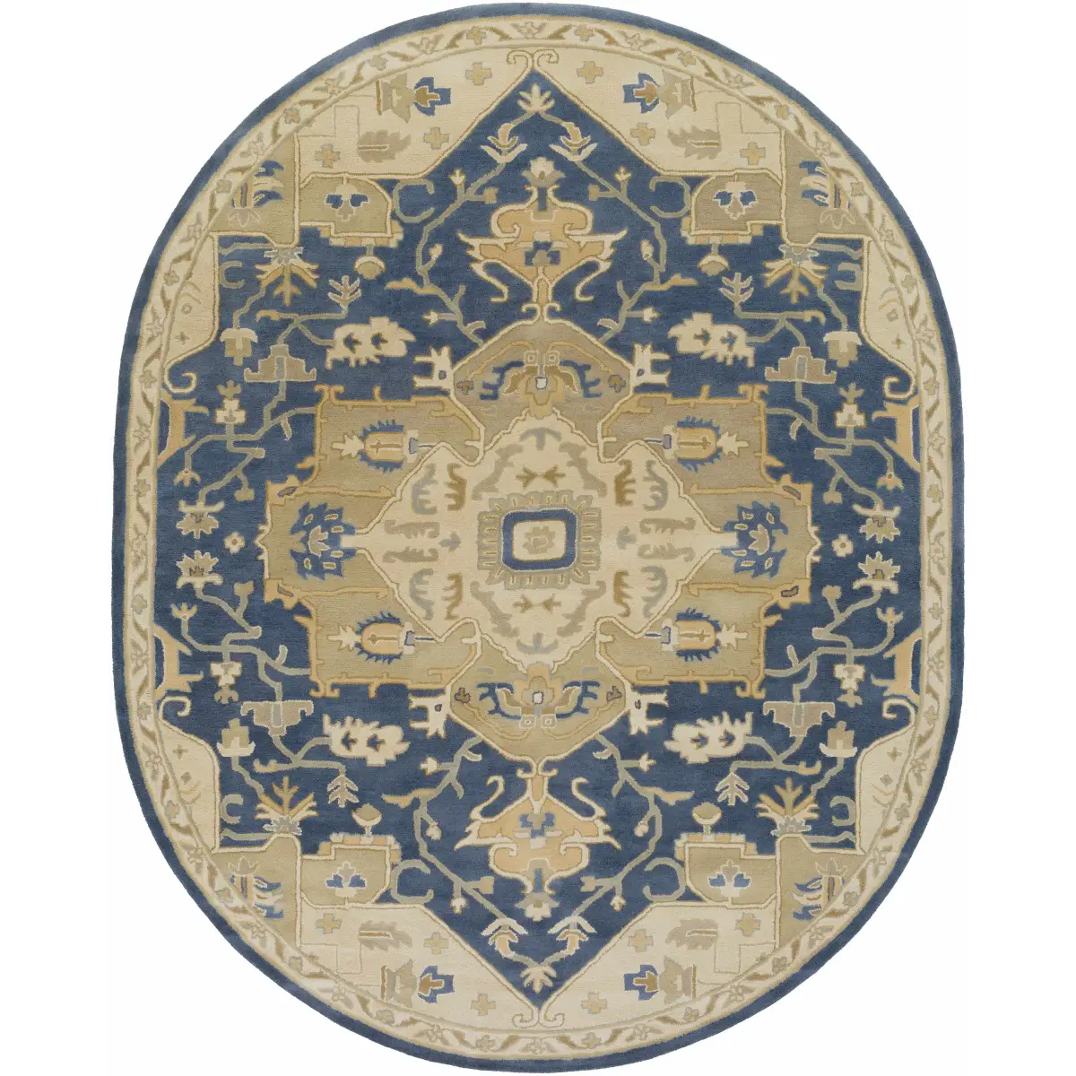 Broomfield Hand Tufted Blue Wool Rug - 6’ x 9’ Oval - Boutique Rugs