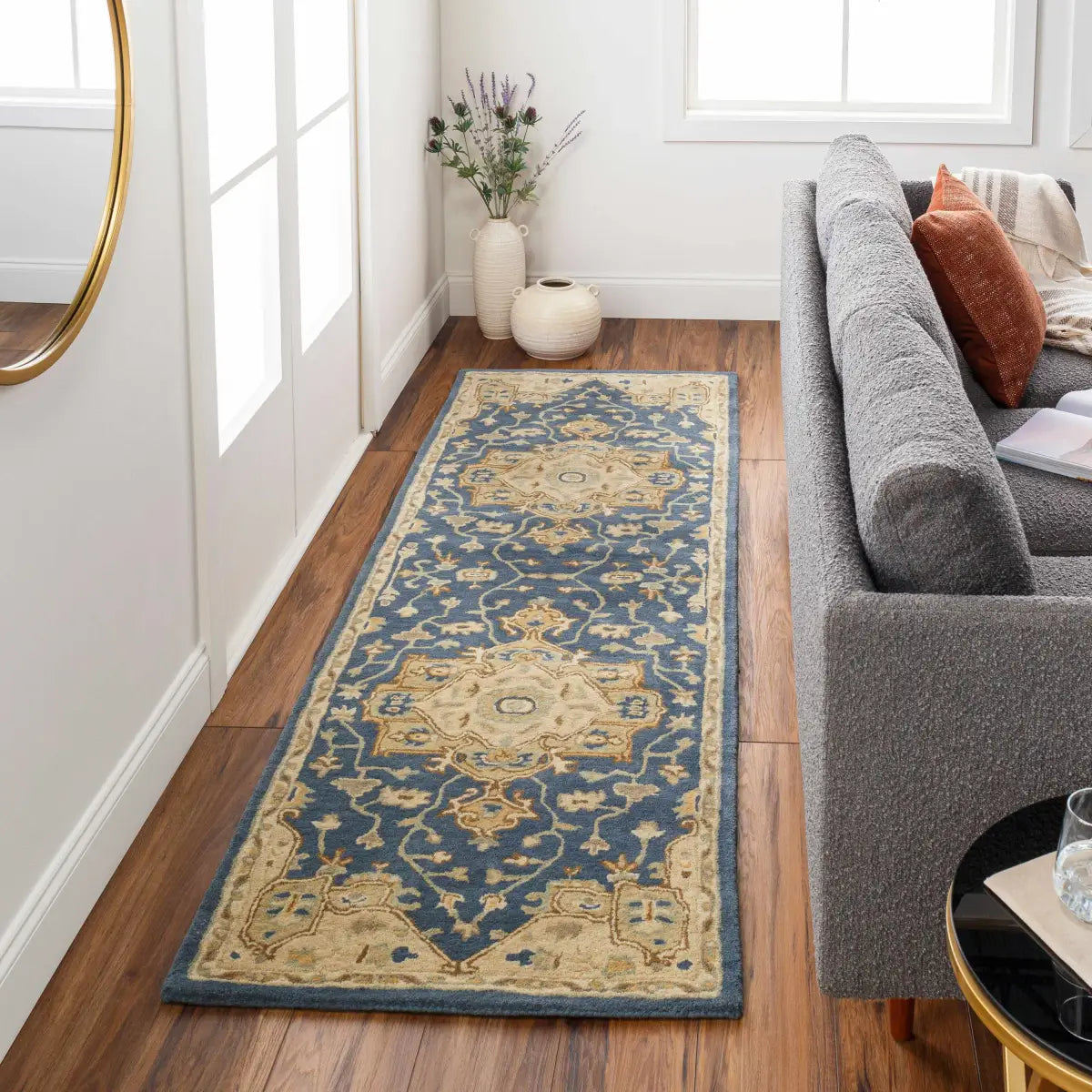 Broomfield Hand Tufted Blue Wool Rug - Boutique Rugs