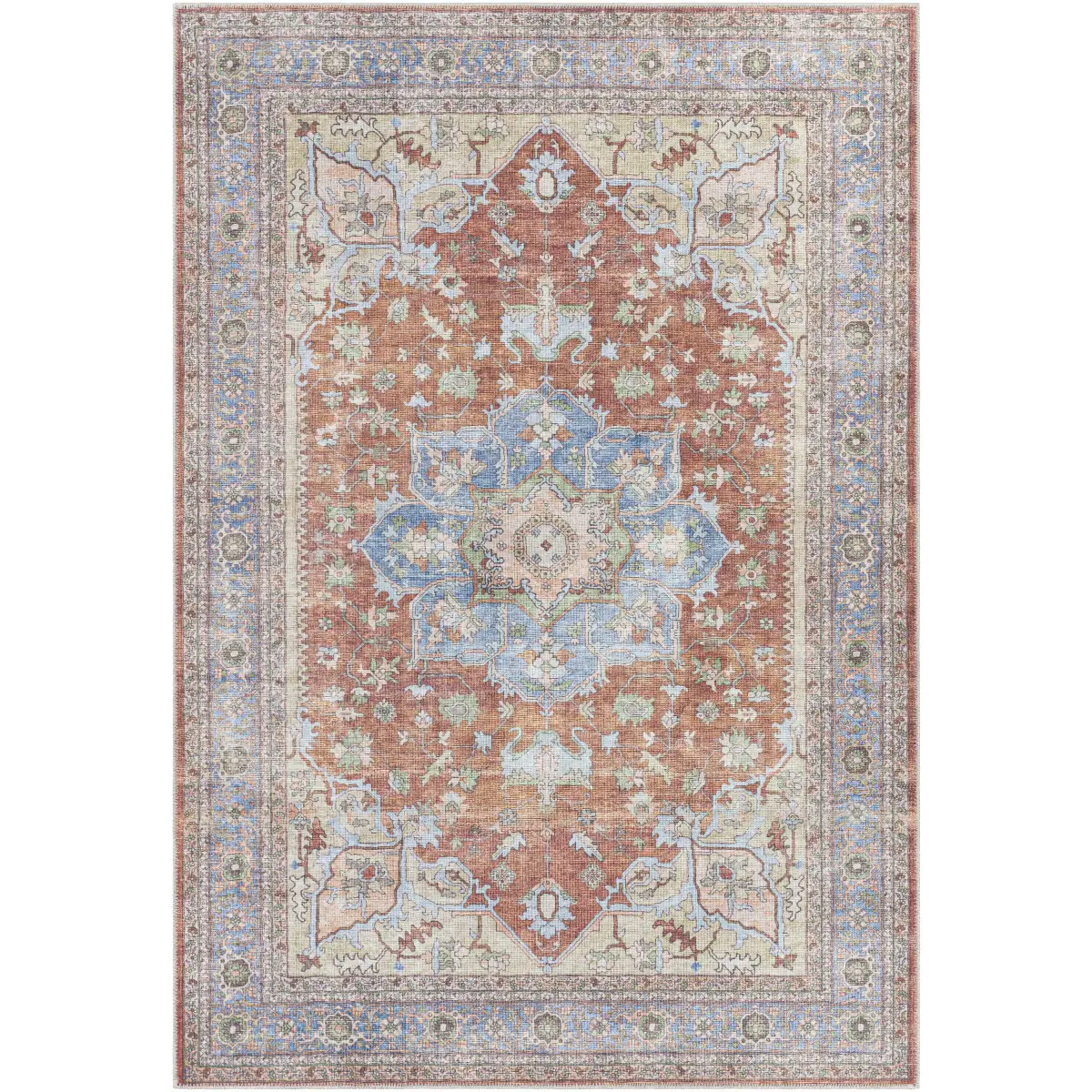 Brown Bagamanoc Medallion Washable Area Rug - 5’3’’ x 7’ Rectangle - Boutique Rugs