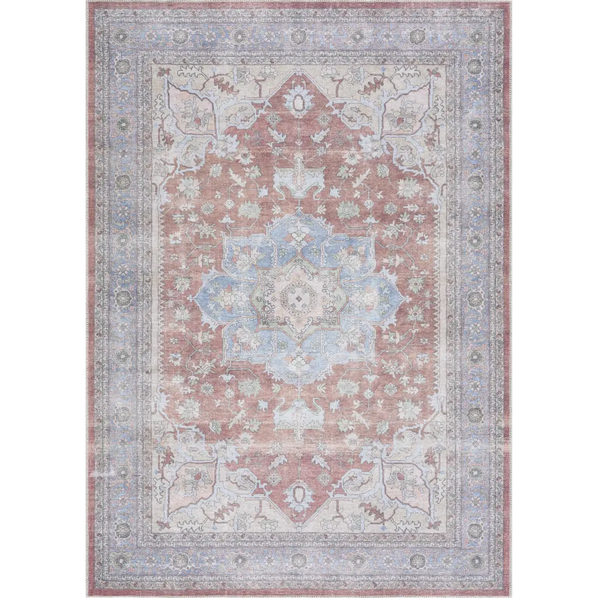 Brown Bagamanoc Medallion Washable Area Rug - Boutique Rugs
