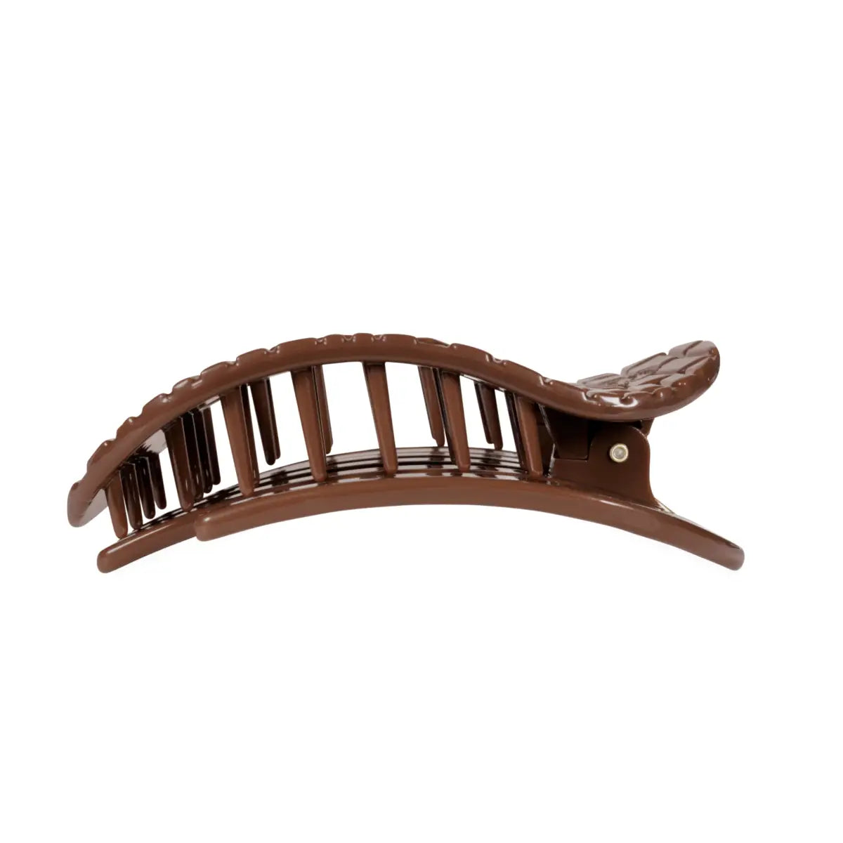 Flat Round Hair Clip - Brown Crocodile - Large - TELETIES