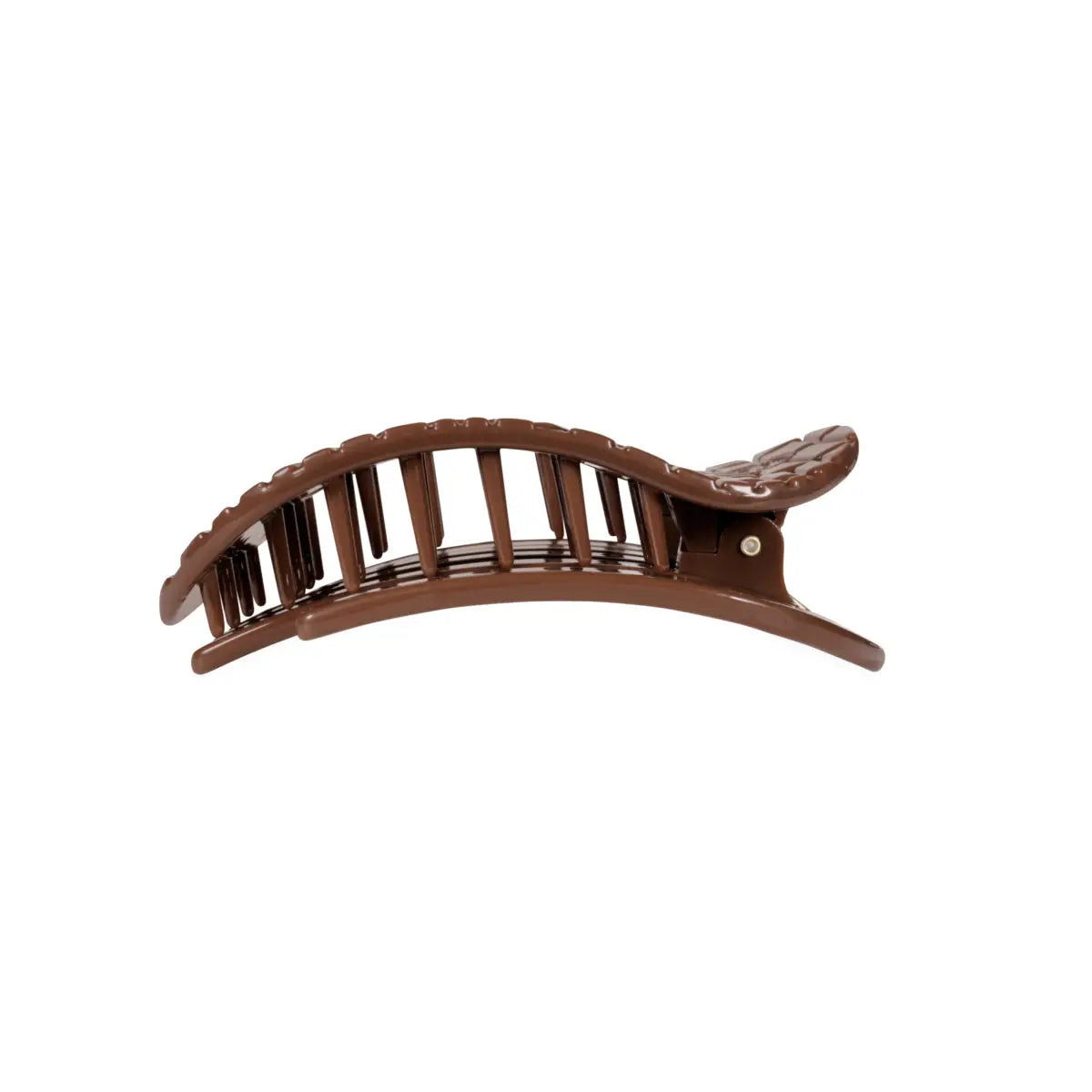 Flat Round Hair Clip - Brown Crocodile - Medium - TELETIES